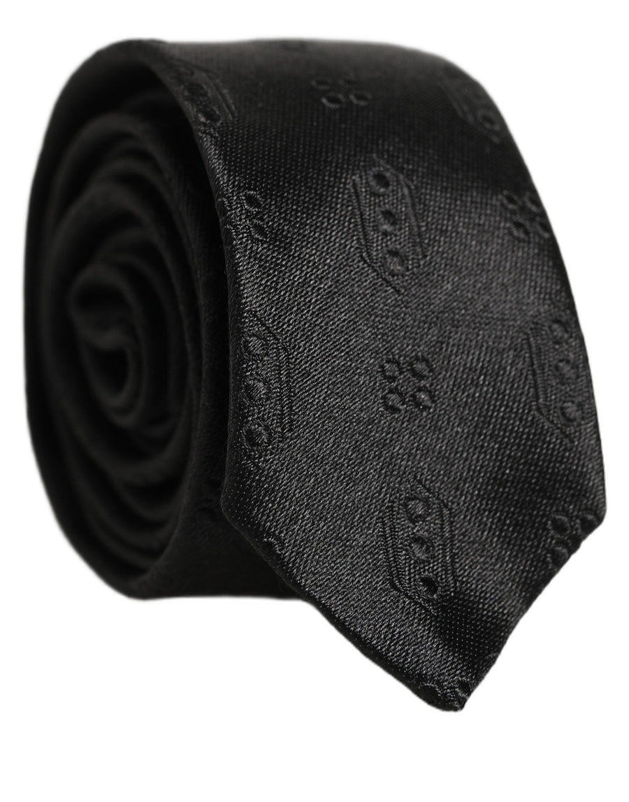 Black Silk Jacquard Adjustable Men Necktie Accessory Tie