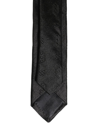 Black Silk Jacquard Adjustable Men Necktie Accessory Tie