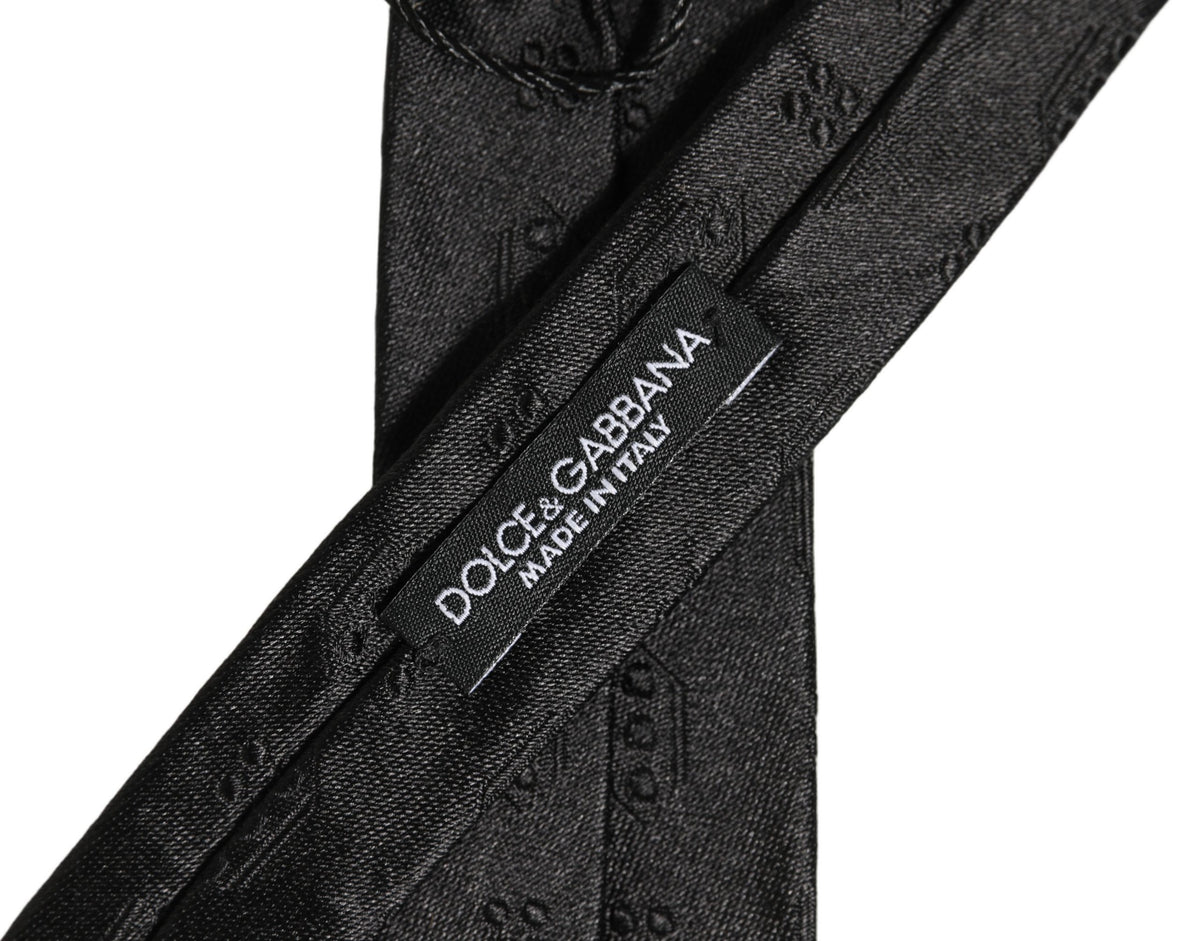 Black Silk Jacquard Adjustable Men Necktie Accessory Tie