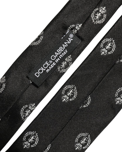 Black Crest Emblem Silk Adjustable Necktie Accessory Tie
