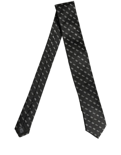 Black White DG Crown Adjustable Men Necktie Accessory Tie