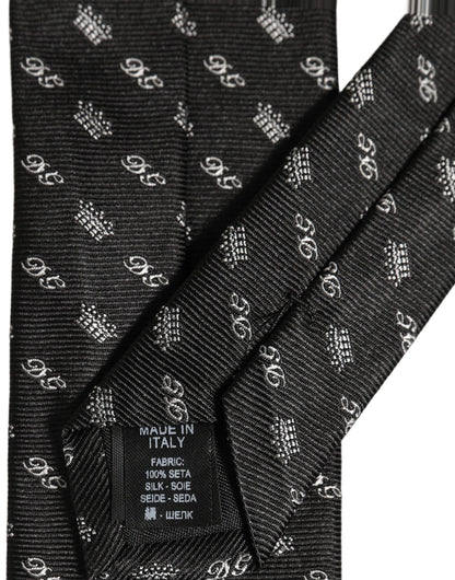 Black White DG Crown Adjustable Men Necktie Accessory Tie