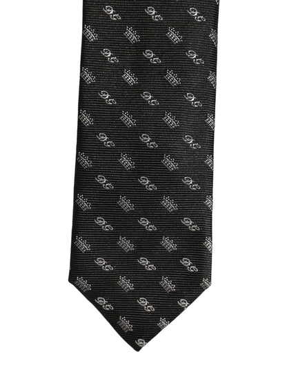 Black White DG Crown Adjustable Men Necktie Accessory Tie