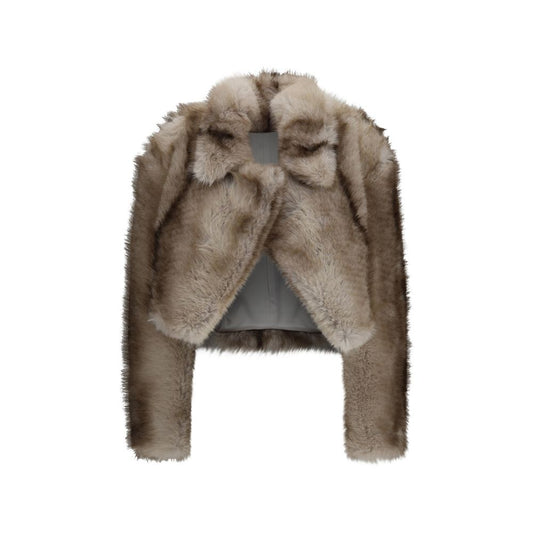 Gray Polyester Full-Length Jacket