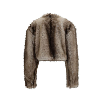 Gray Polyester Full-Length Jacket