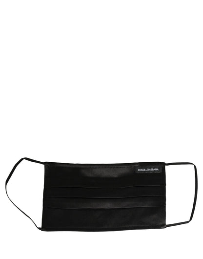 Black Satin Silk Pleated Elastic Ear Strap Face Mask