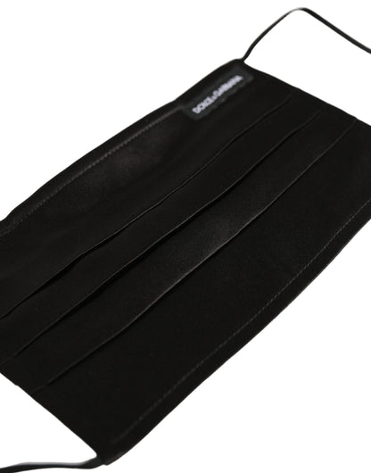 Black Satin Silk Pleated Elastic Ear Strap Face Mask