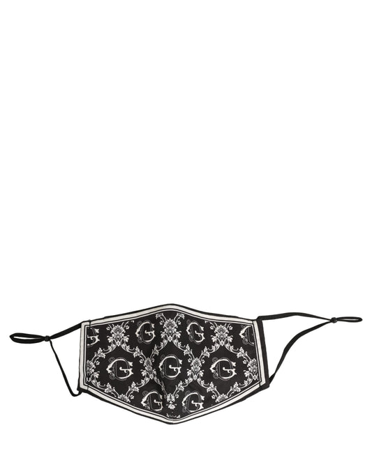 Black White Logo Baroque Elastic Ear Strap Face Mask
