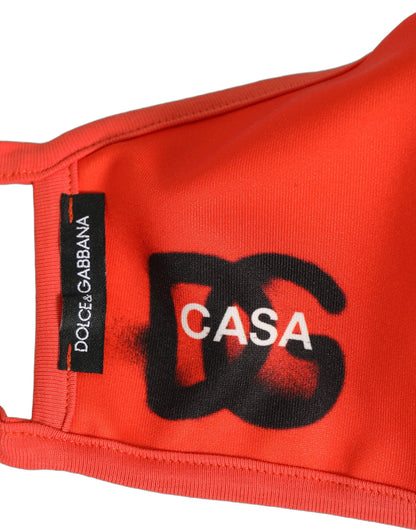 Red Polyester DG CASA Logo Elastic Ear Strap Face Mask