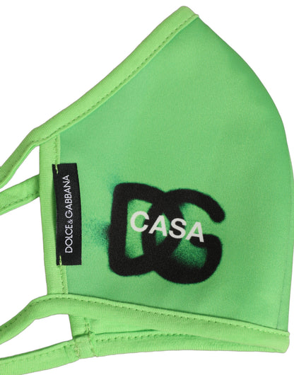 Green Polyester DG CASA Logo Elastic Ear Strap Face Mask
