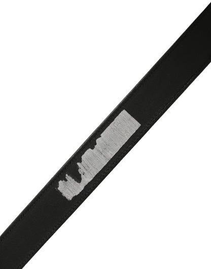 Black Classic Leather Silver Tone Buckle Belt