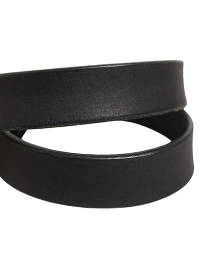 Black Leather Antique Finish Buckle Belt