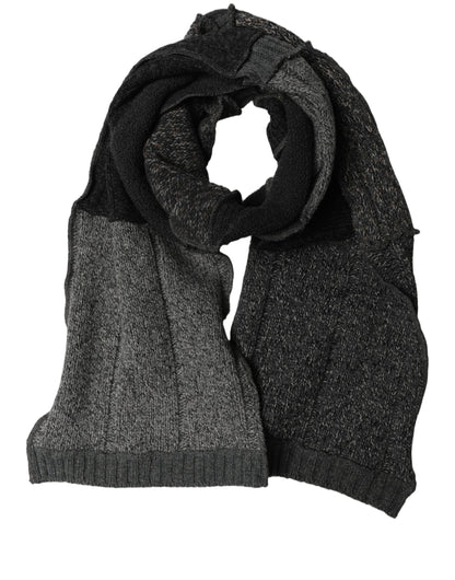 Multicolor Patchwork Wool Knit Shawl Scarf
