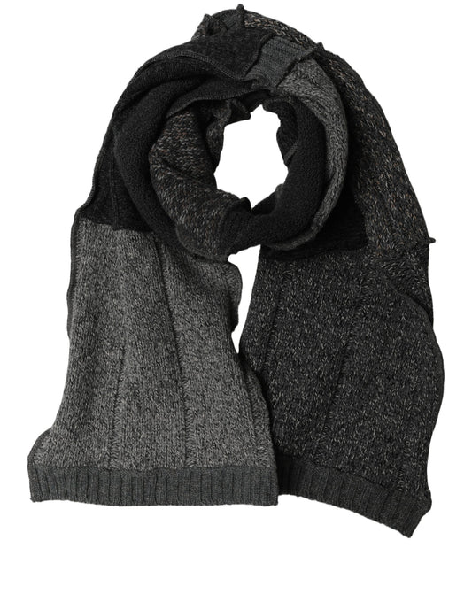Multicolor Patchwork Wool Knit Shawl Scarf