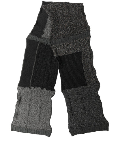 Multicolor Patchwork Wool Knit Shawl Scarf