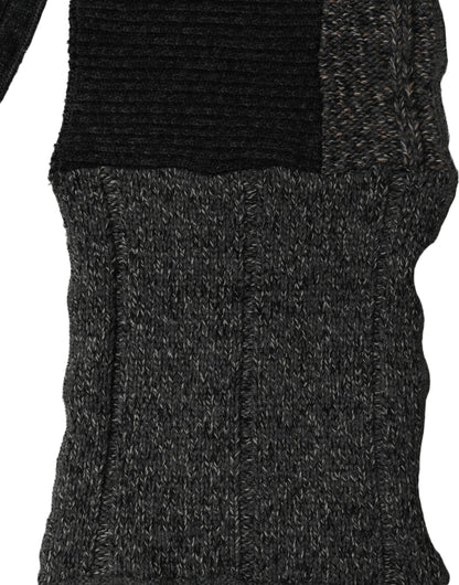 Multicolor Patchwork Wool Knit Shawl Scarf