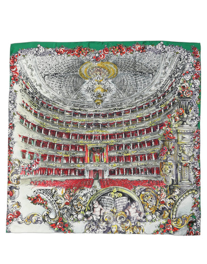 Multicolor Silk Printed Square Foulard Scarf