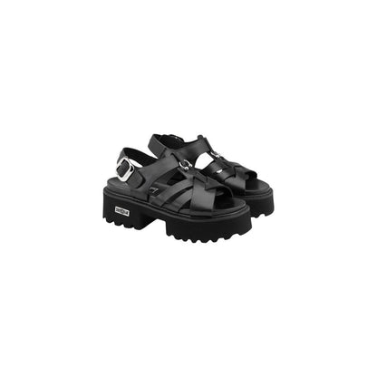 Black Leather Platform Sandals