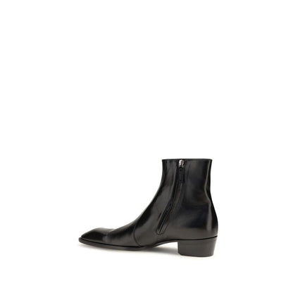 Black Calf Leather Bos Taurus Ankle Boots
