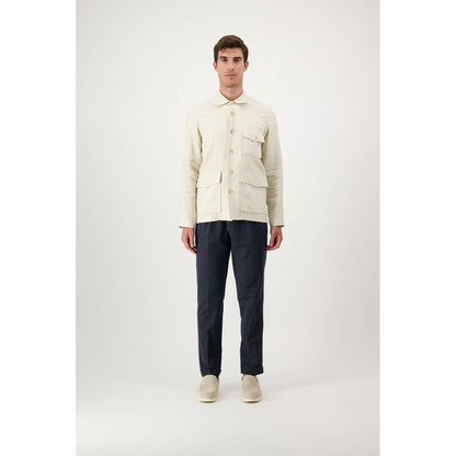 Beige Linen Full-Length Jacket