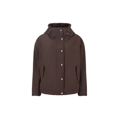 Brown Cotton Full-Length Jacket