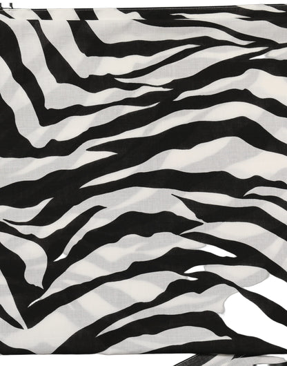 Black White Zebra Cotton Lace Stole Scarf