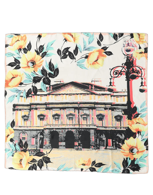 Multicolor Printed Silk Square Foulard Scarf