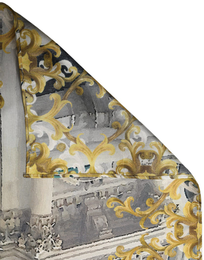Multicolor Printed Silk Square Foulard Scarf