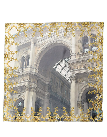 Multicolor Printed Silk Square Foulard Scarf
