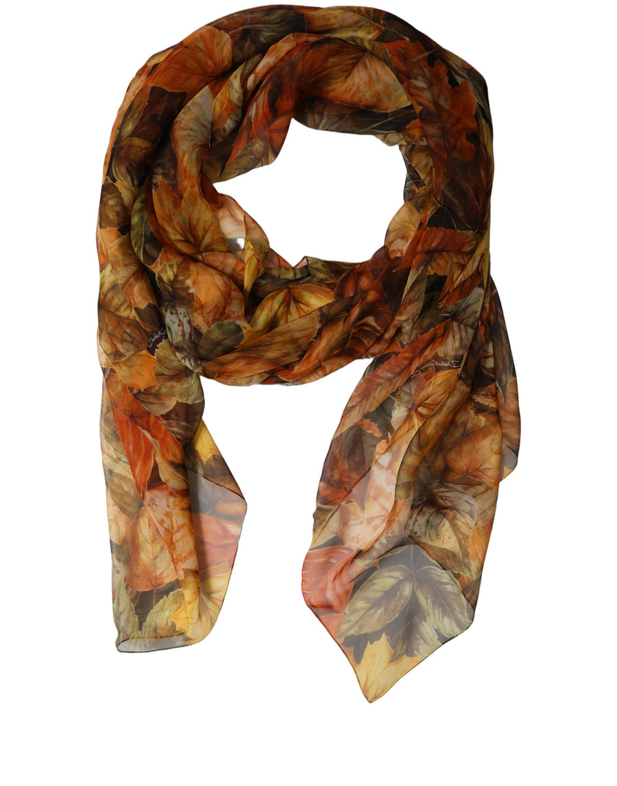 Multicolor Leaf Print Silk Shawl Stole Scarf