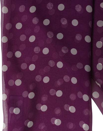 Purple White Polka Dot Square Foulard Scarf