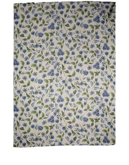 White Blue Floral Polyester Stole Scarf