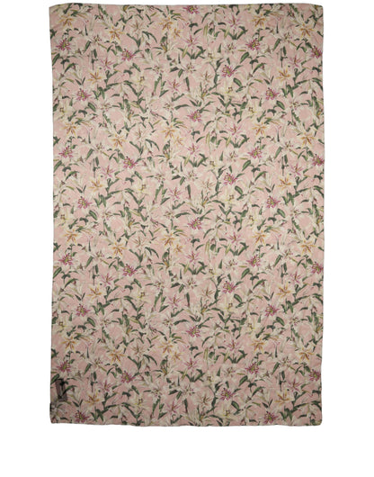 Pink Silk Floral Chiffon Long Stole Scarf