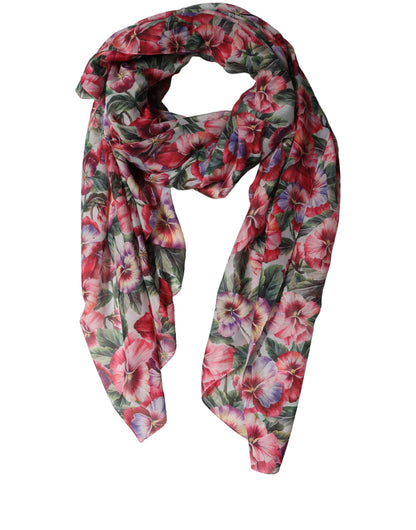 Multicolor Floral Cotton Lace Stole Scarf