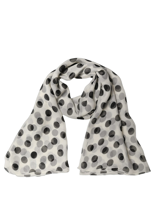 White Black Polka Dot Shawl Stole Scarf