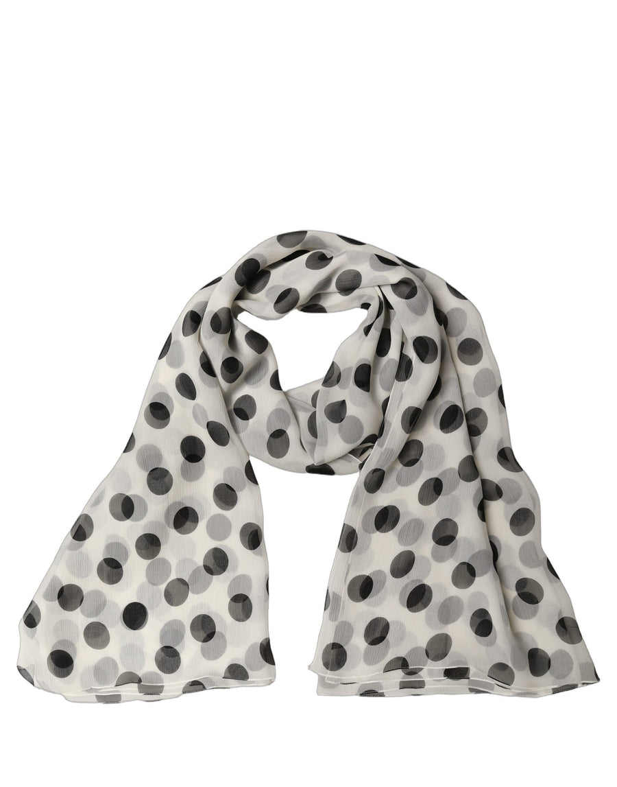 White Black Polka Dot Shawl Stole Scarf