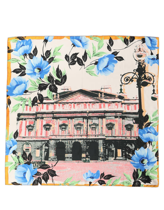 Multicolor Printed Silk Square Foulard Scarf