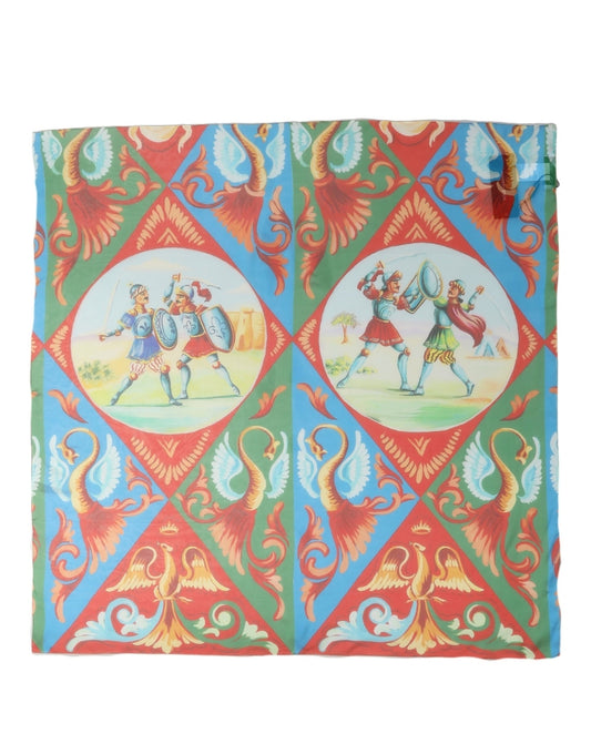 Multicolor Silk Printed Square Foulard Scarf