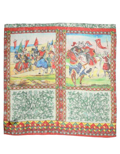 Multicolor Silk Printed Foulard Scarf