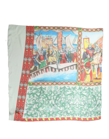 Multicolor Silk Printed Square Foulard Scarf