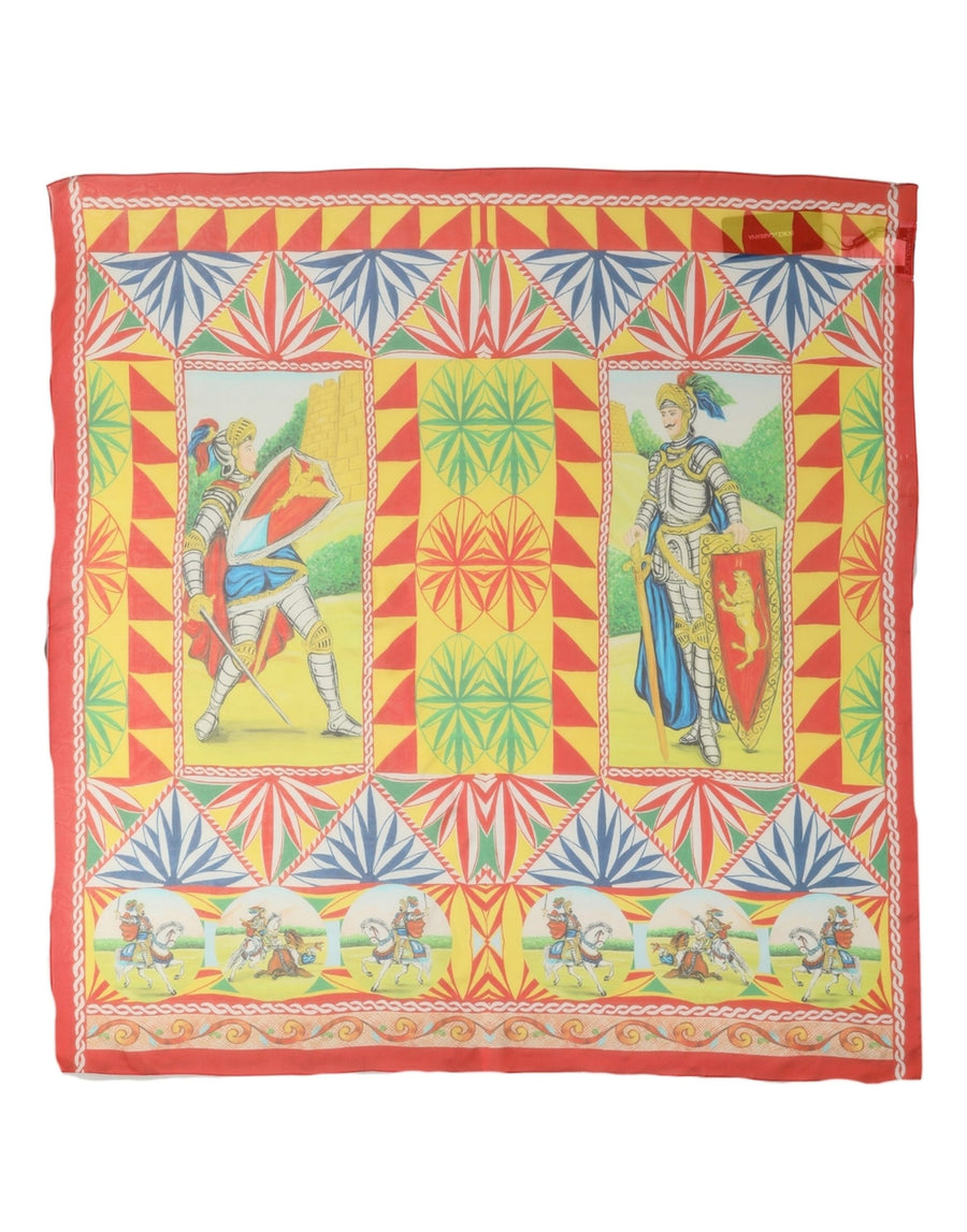 Multicolor Silk Carretto Print Foulard Scarf