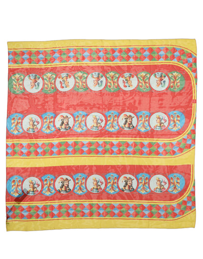 Multicolor Silk Carretto Print Foulard Scarf