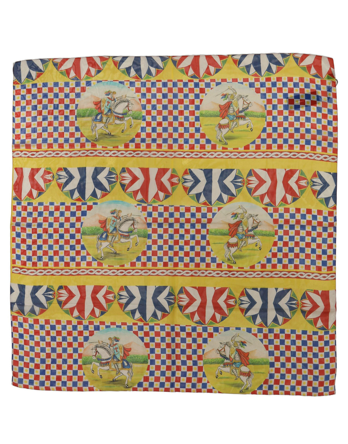 Multicolor Silk Carretto Foulard Scarf