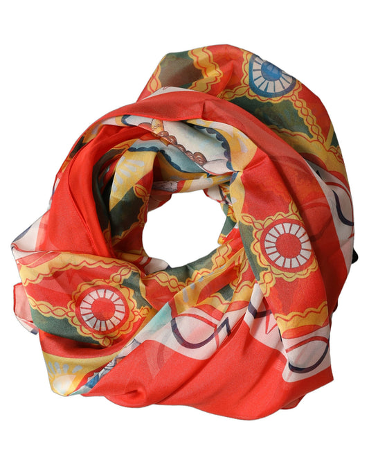 Multicolor Silk Printed Square Foulard Scarf