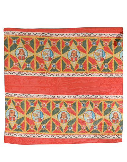 Multicolor Silk Printed Square Foulard Scarf