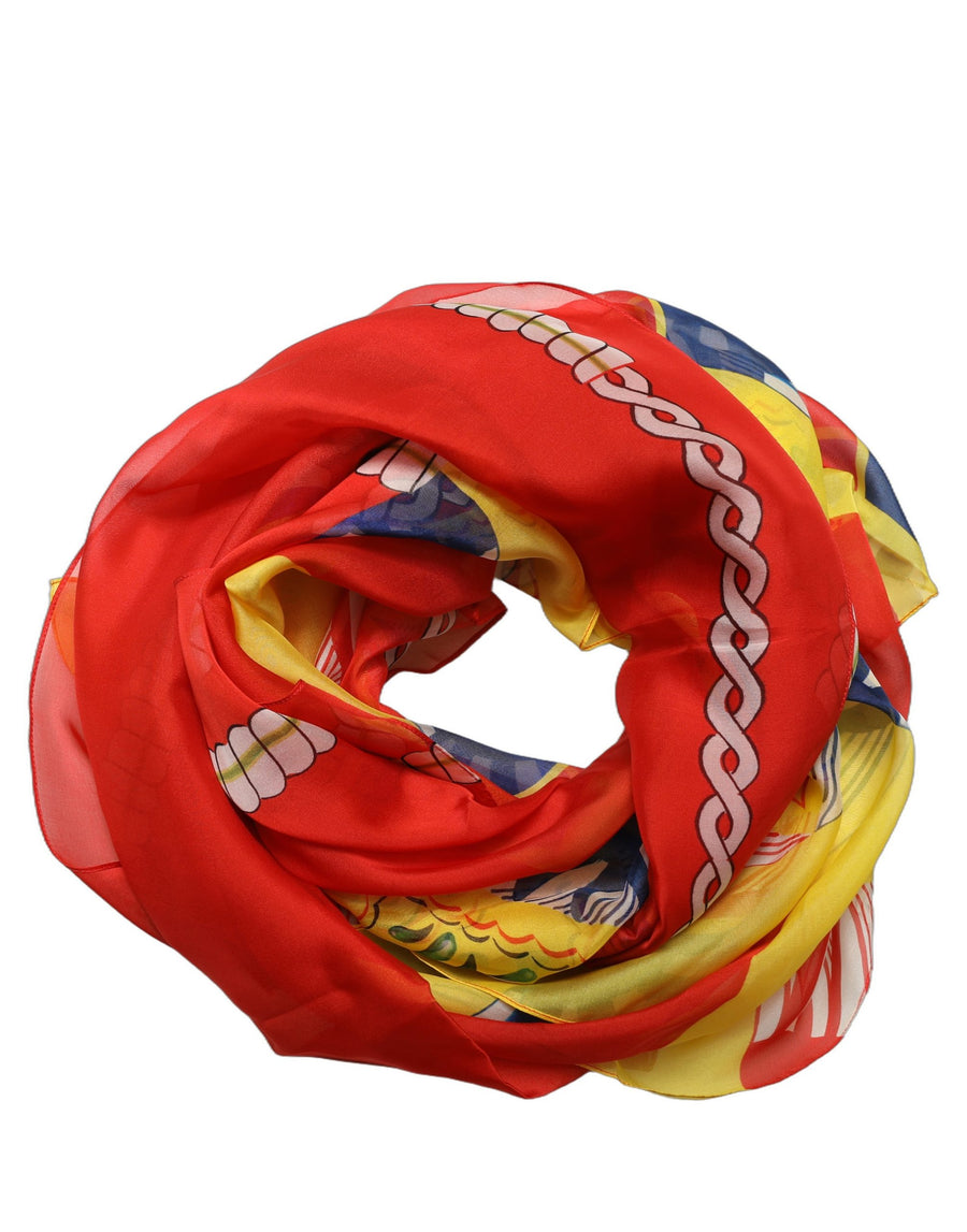 Multicolor Silk Printed Square Foulard Scarf