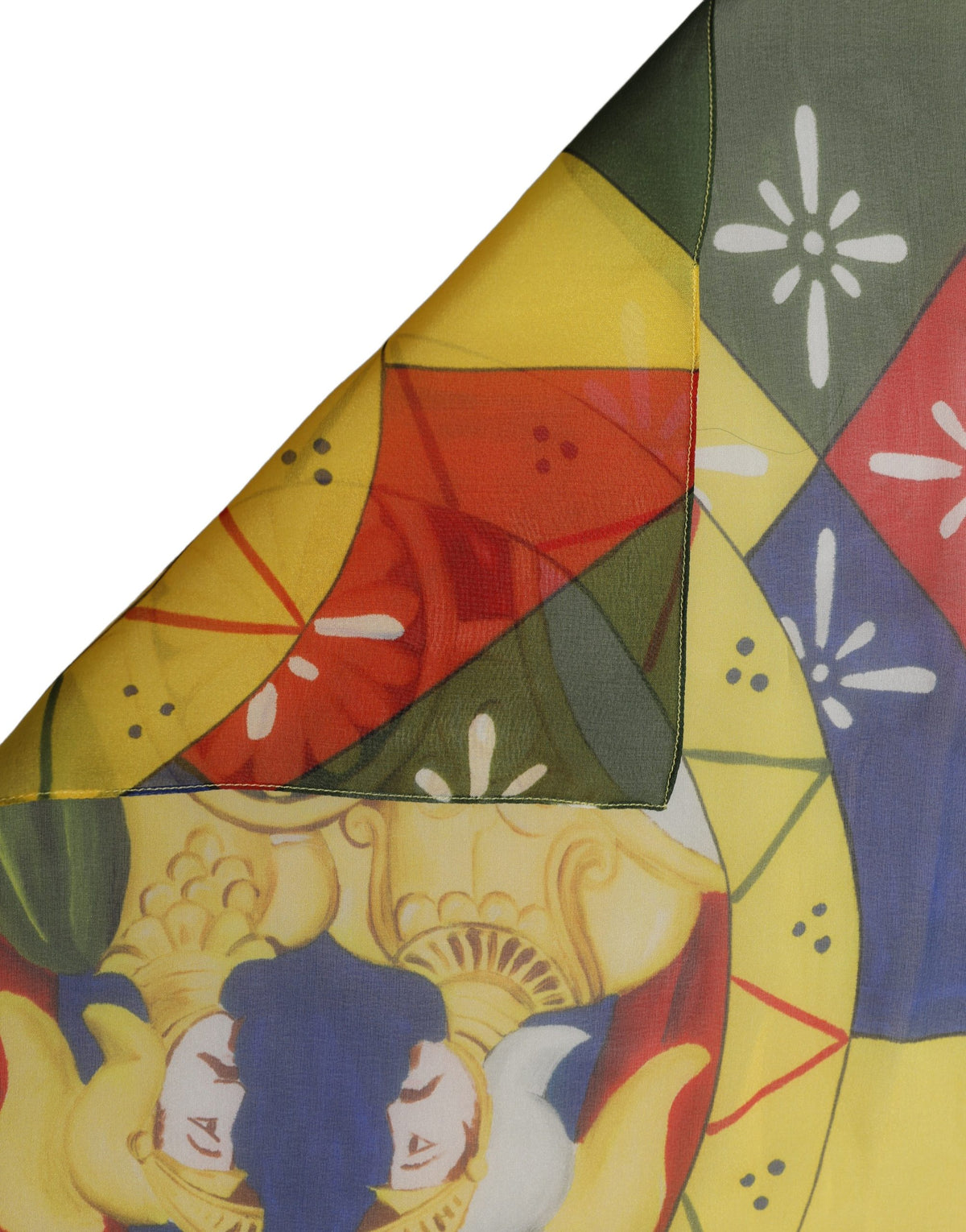 Multicolor Silk Printed Square Foulard Scarf