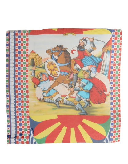Multicolor Silk Printed Square Foulard Scarf