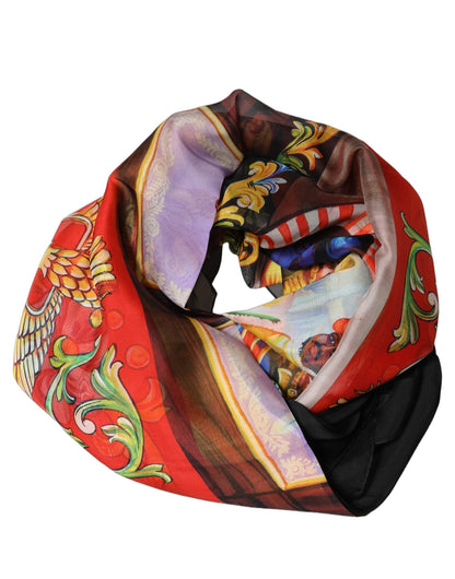 Multicolor Silk Printed Square Foulard Scarf