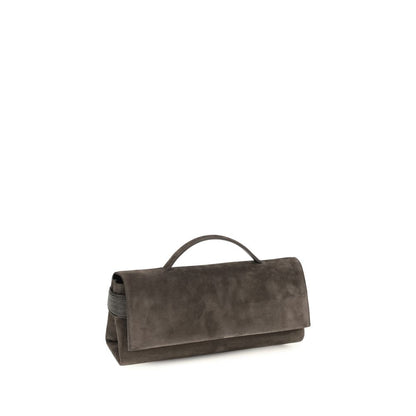 Brown Suede Leather Clutch Bag
